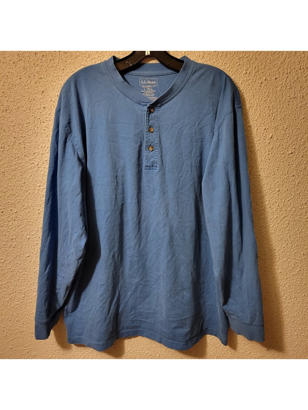 L.L. Bean long sleeve shirt Men Sz L TALL slate blue 1/4 button